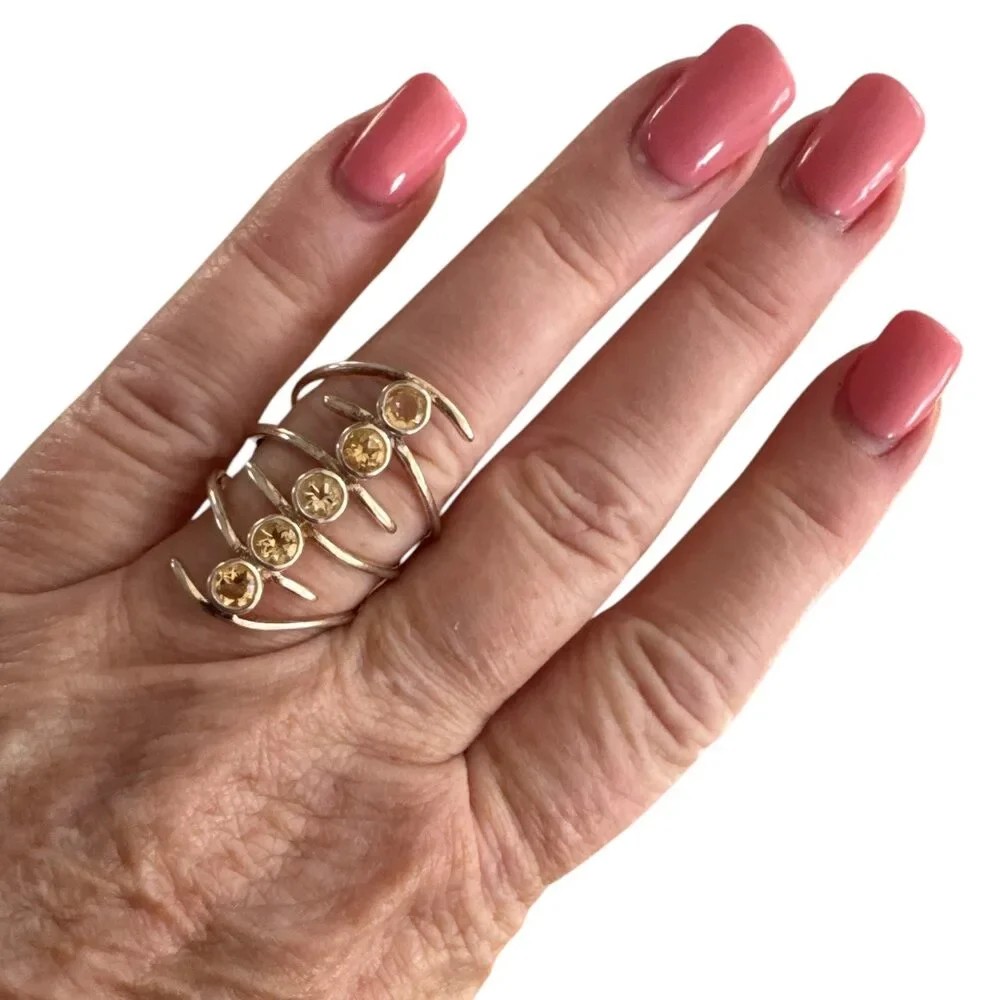 Citrine Solid 925 Sterling Silver Ring 8.5 - Picture 2 of 3